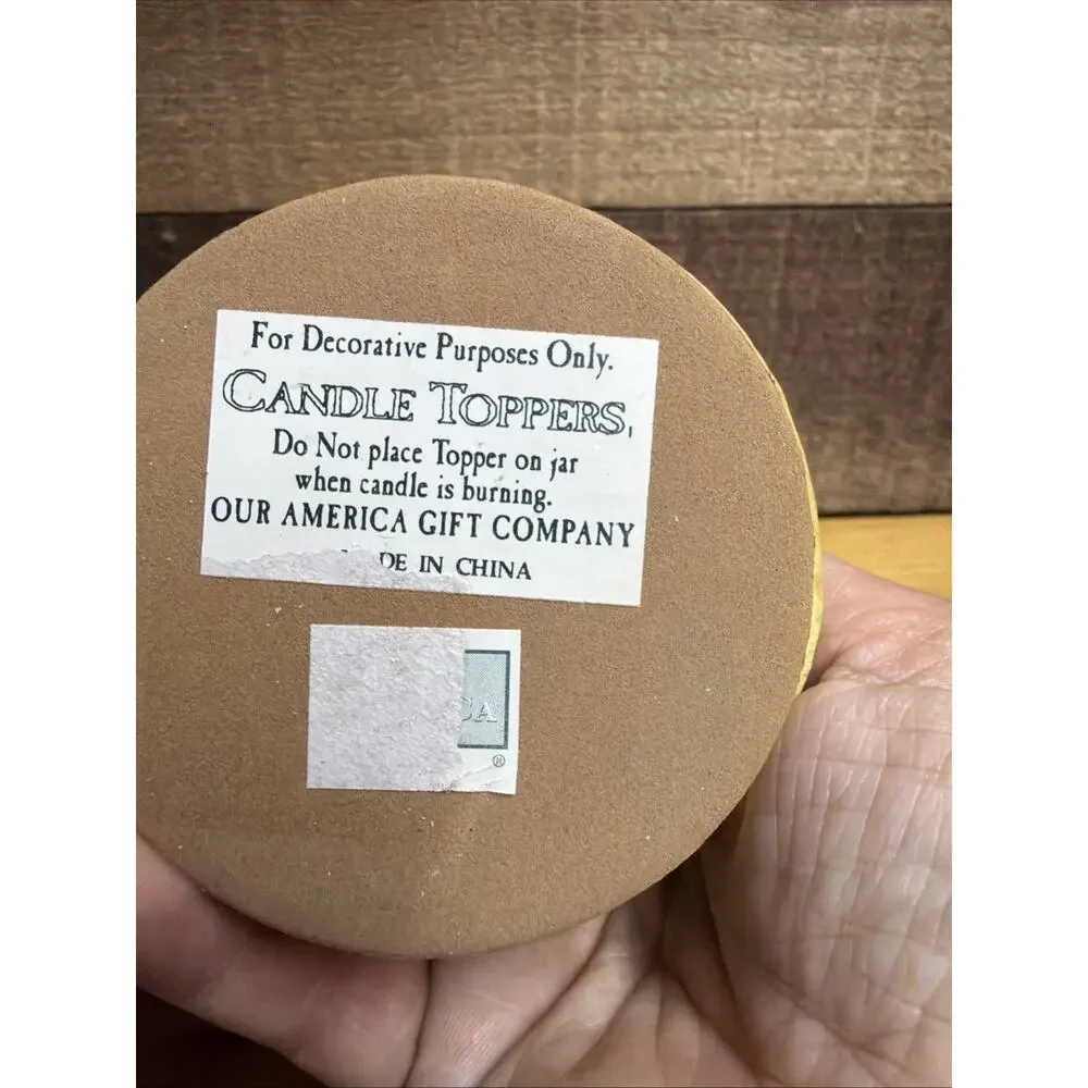 Vintage OUR AMERICA Candle Topper Christmas Eve Fireplace In Box